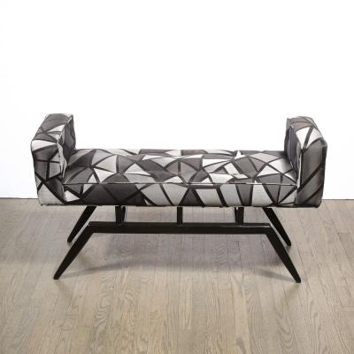 Mid Century Modern Splayed Floating Bench with Button Details