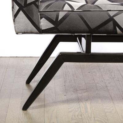 Mid Century Modern Splayed Floating Bench with Button Details