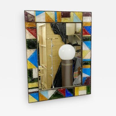 Mid Century Modern Stained Glass Mirror