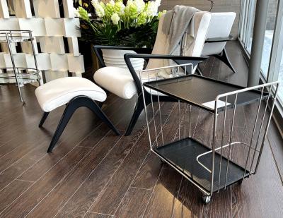 Mid Century Modern Stainless Steel Bar Cart