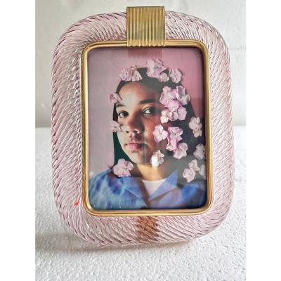 Mid Century Modern Style Ametista Torchon Murano Glass Picture Frame