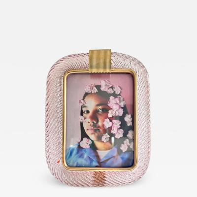 Mid Century Modern Style Ametista Torchon Murano Glass Picture Frame