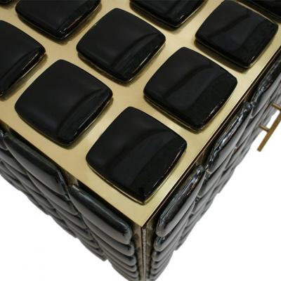 Mid Century Modern Style Brass and Black Glass Pair of Italian Sideboards