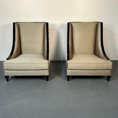 Mid Century Modern Style Christopher Guy Square Wingback Lounge Chair Silk