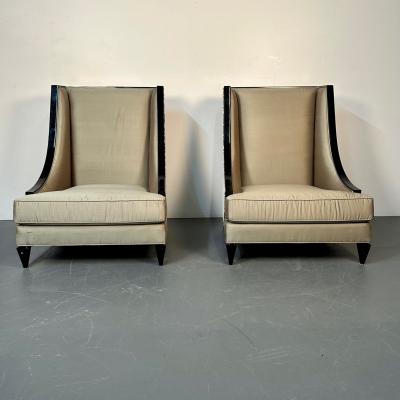 Mid Century Modern Style Christopher Guy Square Wingback Lounge Chair Silk