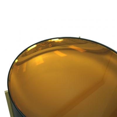 Mid Century Modern Style Colored Glass Metal and Brass Italian Coffee Table