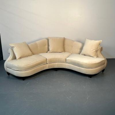 Mid Century Modern Style Curved Sofa Settee by Christopher Guy Velvet