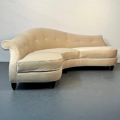 Mid Century Modern Style Curved Sofa Settee by Christopher Guy Velvet