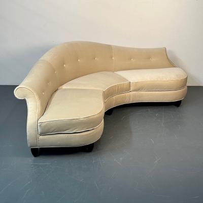 Mid Century Modern Style Curved Sofa Settee by Christopher Guy Velvet