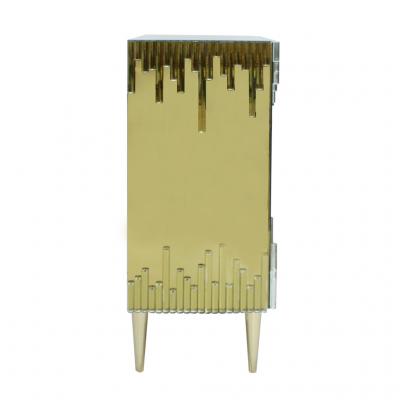 Mid Century Modern Style Glass and Golden Mirror Pair of Italian Sideboards