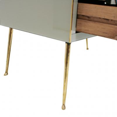 Mid Century Modern Style Murano Colored Glass and Brass Italian Commode