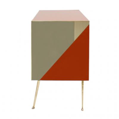Mid Century Modern Style Murano Colored Glass and Brass Italian Commode