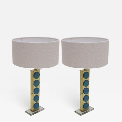 Mid Century Modern Style Murano Glass Pair of Italian Table Lamps