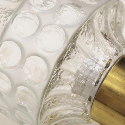 Mid Century Modern Style Murano Glass and Brass Pair of Italian Sconces