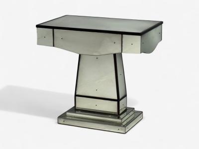 Mid Century Modern Style Painted Wood Distressed Glass Mirrored Nightstands