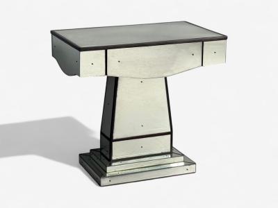 Mid Century Modern Style Painted Wood Distressed Glass Mirrored Nightstands