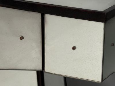 Mid Century Modern Style Painted Wood Distressed Glass Mirrored Nightstands