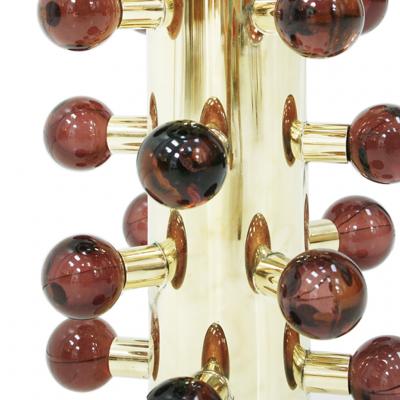 Mid Century Modern Style Pair of Brass and Murano Glass Italian Table Lamps