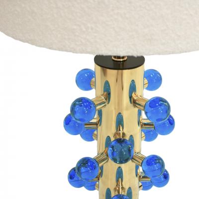 Mid Century Modern Style Pair of Brass and Murano Glass Italian Table Lamps