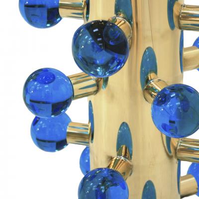 Mid Century Modern Style Pair of Brass and Murano Glass Italian Table Lamps