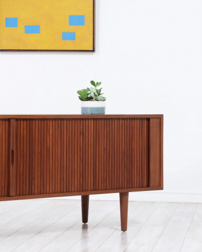 Mid Century Modern Style Tambour Door Credenza by Danish Modern LA