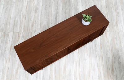 Mid Century Modern Style Tambour Door Credenza by Danish Modern LA