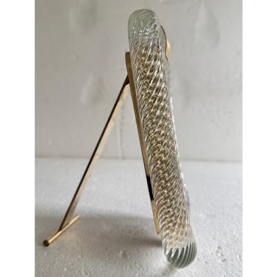 Mid Century Modern Style Transparent Torchon Murano Glass Picture Frame