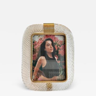 Mid Century Modern Style Transparent Torchon Murano Glass Picture Frame