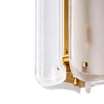 Mid Century Modern Style White Murano Glass And Brass Italian Pendant Lamp