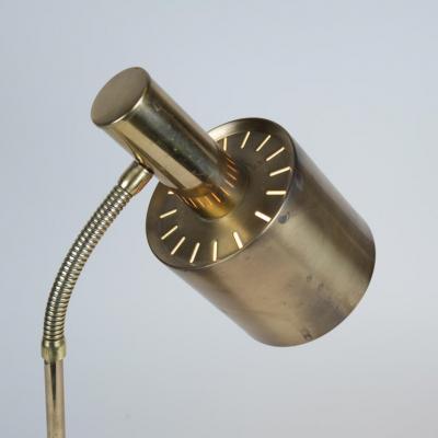 Mid Century Modern Swedish Table Lamp in Full Brass with Adjustable Neck 1960s