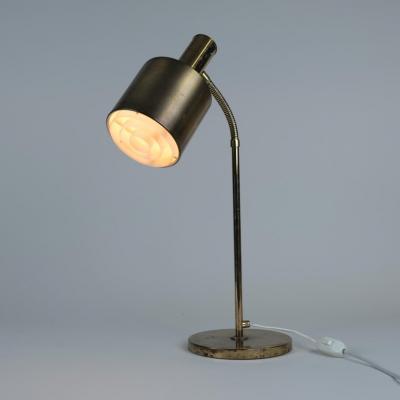 Mid Century Modern Swedish Table Lamp in Full Brass with Adjustable Neck 1960s