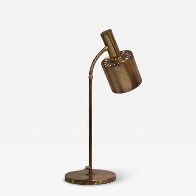 Mid Century Modern Swedish Table Lamp in Full Brass with Adjustable Neck 1960s