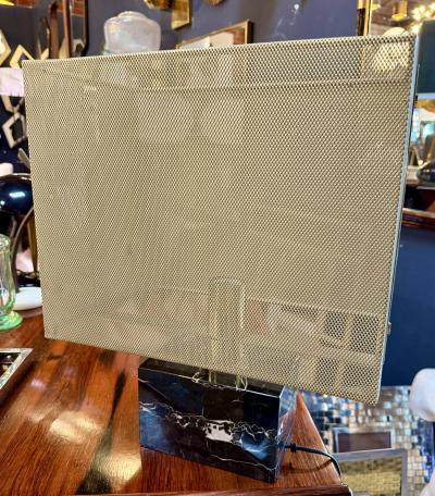 Mid Century Modern Table Lamp with Brass Mesh Shade Marble Base