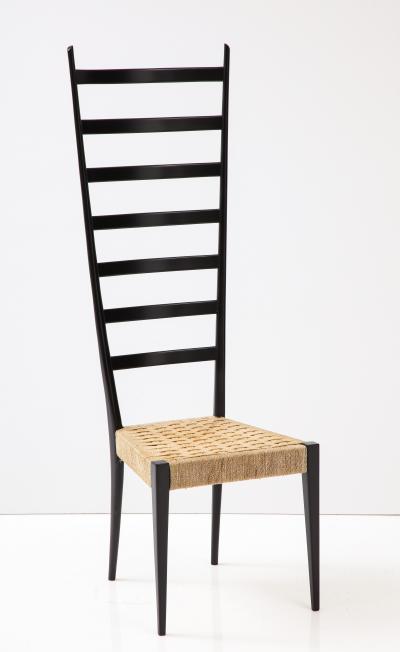 Mid Century Modern Tall Ladder Back Chair in the Style of Gio Ponti