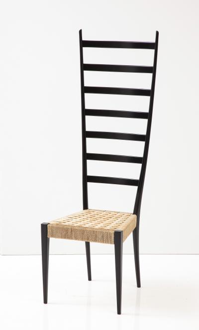 Mid Century Modern Tall Ladder Back Chair in the Style of Gio Ponti