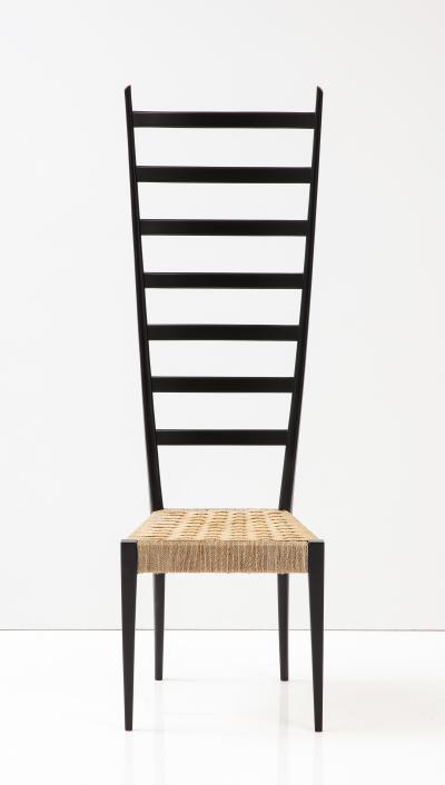 Mid Century Modern Tall Ladder Back Chair in the Style of Gio Ponti