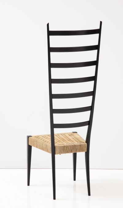 Mid Century Modern Tall Ladder Back Chair in the Style of Gio Ponti