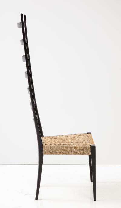 Mid Century Modern Tall Ladder Back Chair in the Style of Gio Ponti