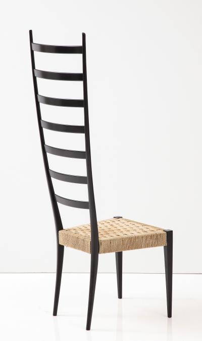 Mid Century Modern Tall Ladder Back Chair in the Style of Gio Ponti