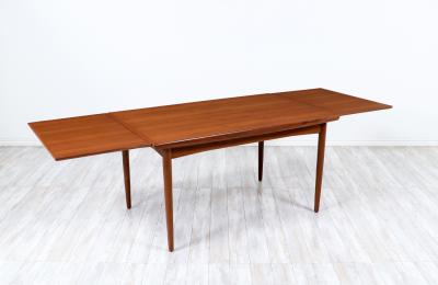Mid Century Modern Teak Expanding Draw Leaf Dining Table