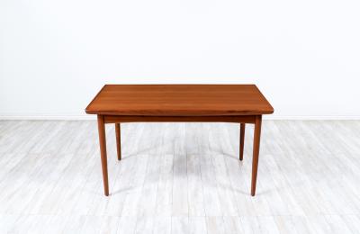 Mid Century Modern Teak Expanding Draw Leaf Dining Table