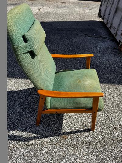 Mid Century Modern Teak Swedish High Back Armchair
