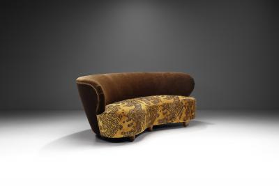 Mid Century Modern Three Seater Sofa in a Patterned Fabric Scandinavia 1950s