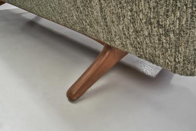 Mid Century Modern Three Seater Sofa with Wooden Cross Legs Europe ca 1950s