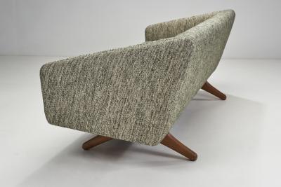 Mid Century Modern Three Seater Sofa with Wooden Cross Legs Europe ca 1950s