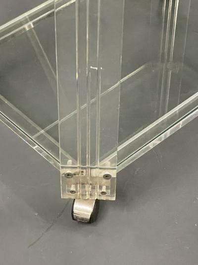 Mid Century Modern Three Tier Rolling Bar Cart or Server Lucite