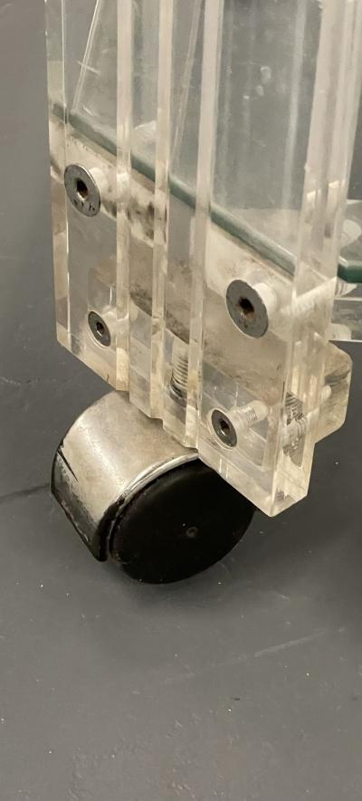 Mid Century Modern Three Tier Rolling Bar Cart or Server Lucite