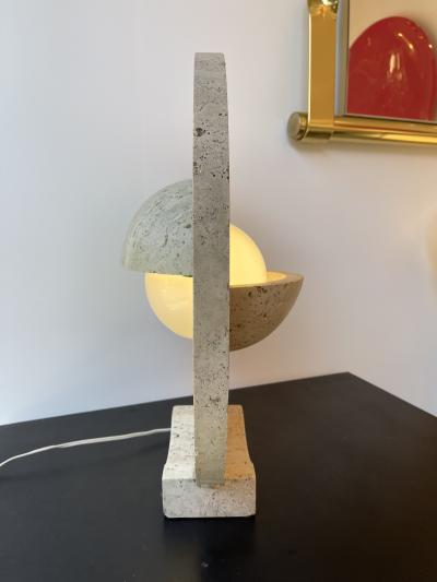 Mid Century Modern Travertine Abstract Sculpture Lamp Italy 1970s