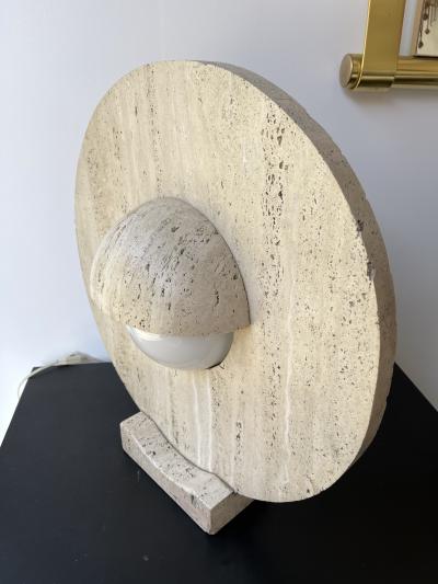 Mid Century Modern Travertine Abstract Sculpture Lamp Italy 1970s