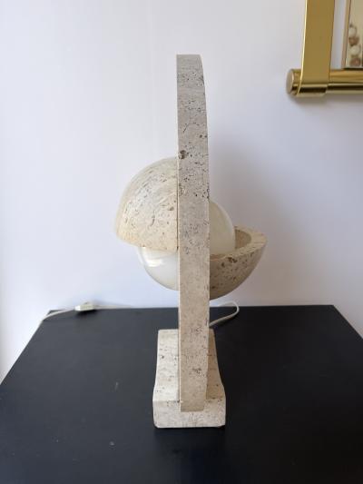 Mid Century Modern Travertine Abstract Sculpture Lamp Italy 1970s